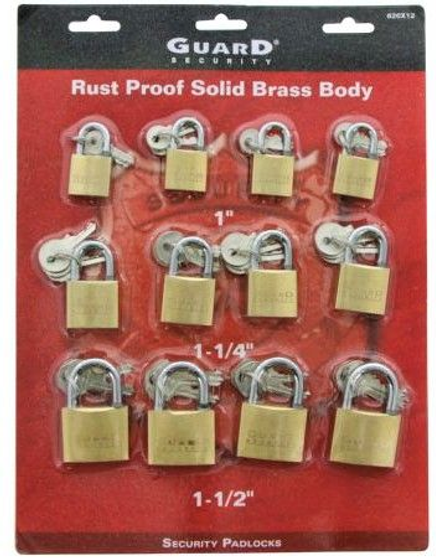 LOCK  BRASS 12PK (ASSORTED)
