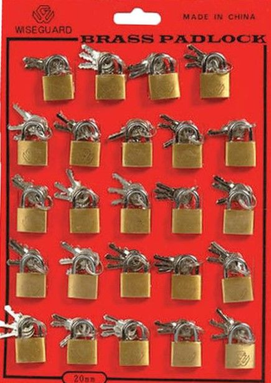 LOCK BRASS SMALL 20MM 24PK
