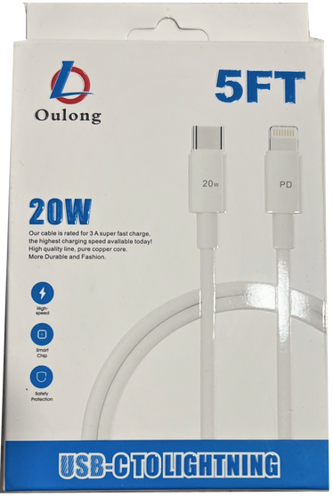 OULONG USB-C TO LIGHTNINGCELL  CABLE 20 W 5FT #APD-23PD