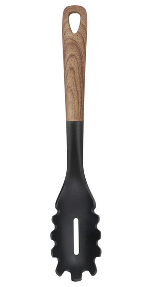 70376 13" NON-STICK PASTA SPOON W. WOOD PATTERN HANDLE