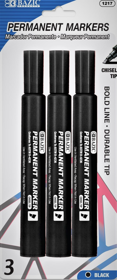 MARKERS 3PK PERMANENT BLACK