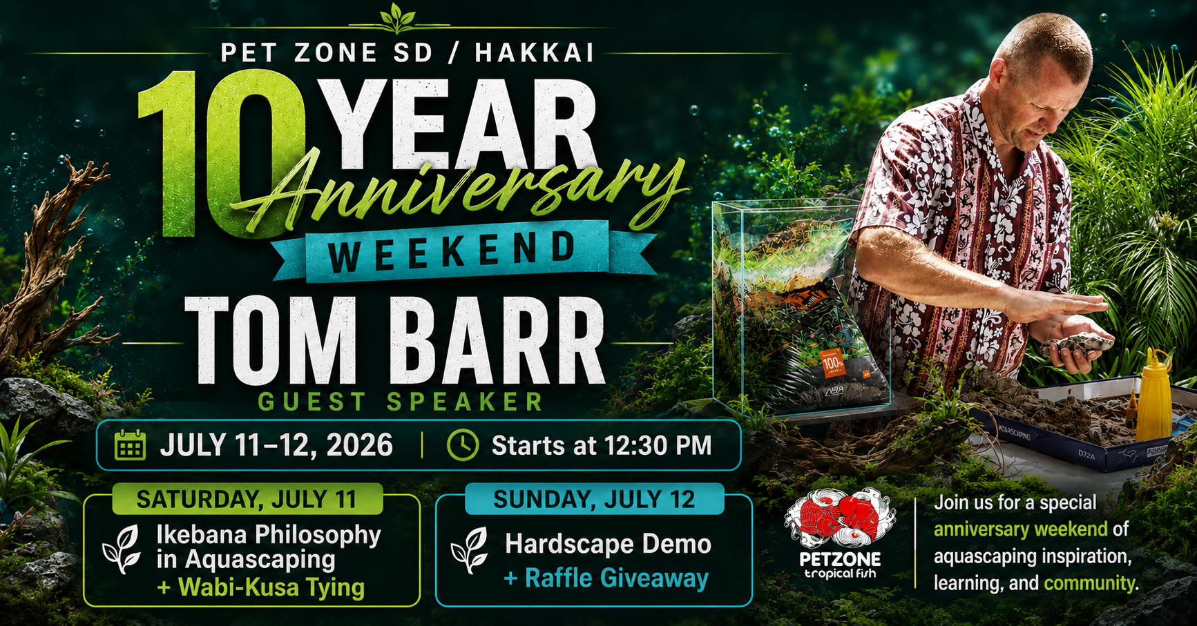 Tom Barr Returns to Pet Zone SD for Our 10-Year Anniversary Aquascape Weekend