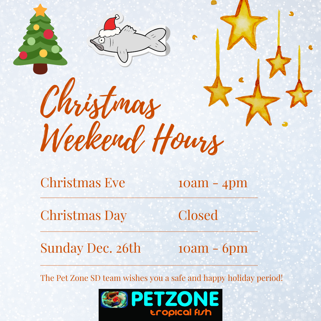 Christmas Weekend Hours At Pet Zone SD Pet Zone Tropical Fish San