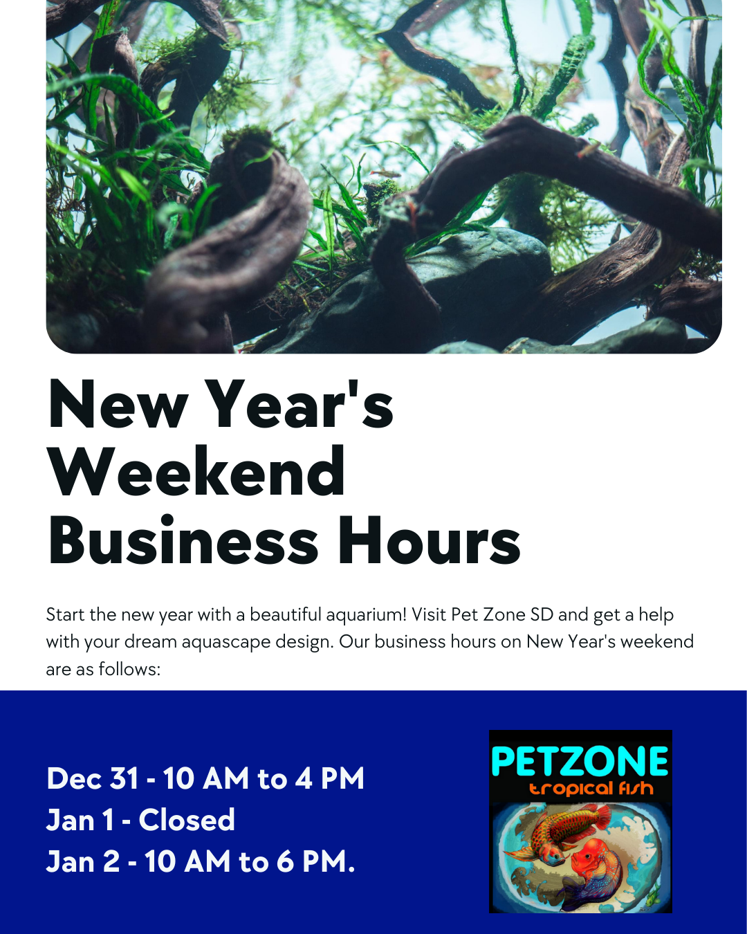 New Year's Weekend Hours at PetZoneSD Wishing You a Fantastic 2024
