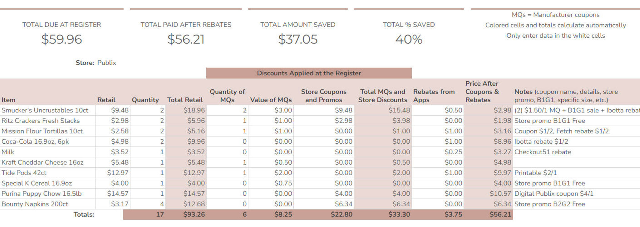 Printable Coupon Breakdown Sheet Tunersread printable-coupon-breakdown-sheet-tunersread