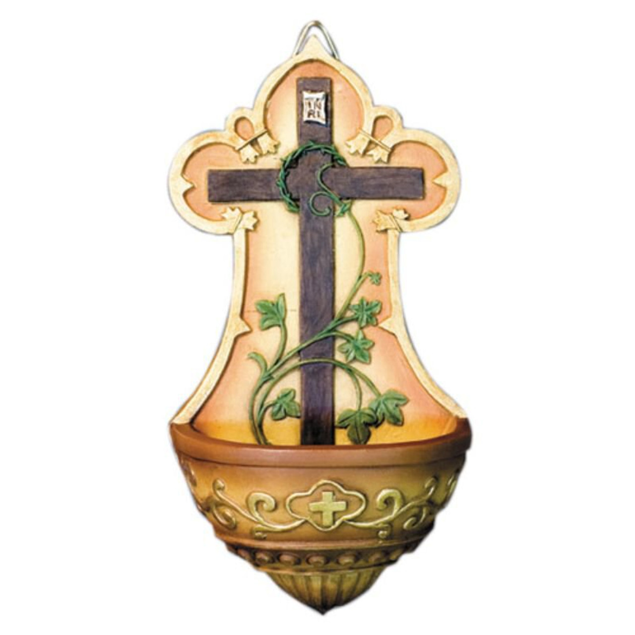 Cross with Vine Holy Water Font - 4/pk