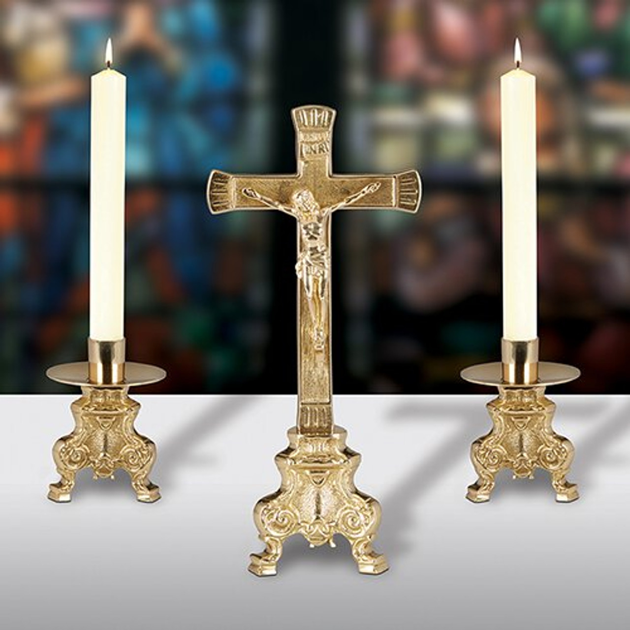 Sudbury Brass Altar Candlestick with Center Spike - [Consumer]Autom