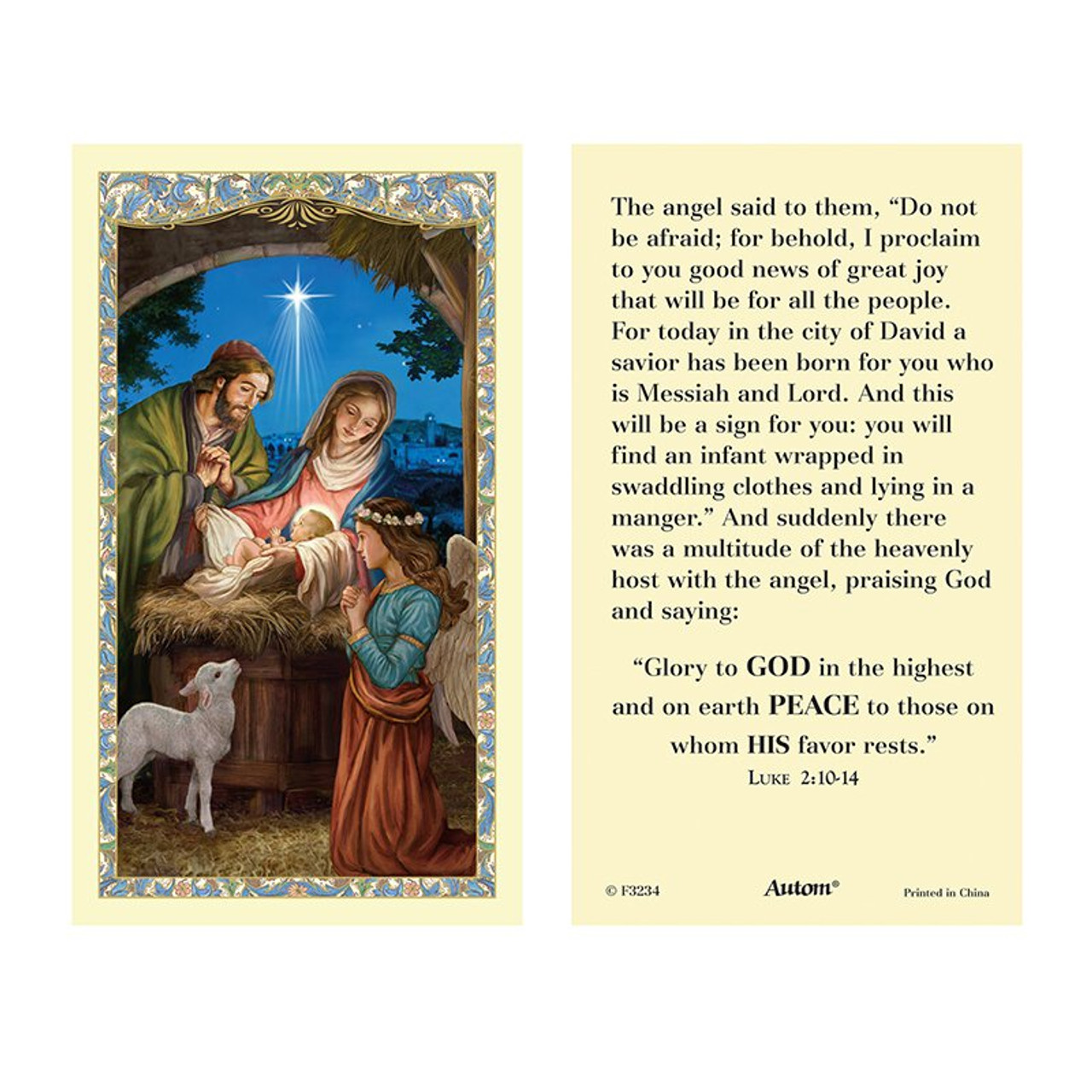 Peace on Earth Holy Card - 100/pk - [Consumer]Autom