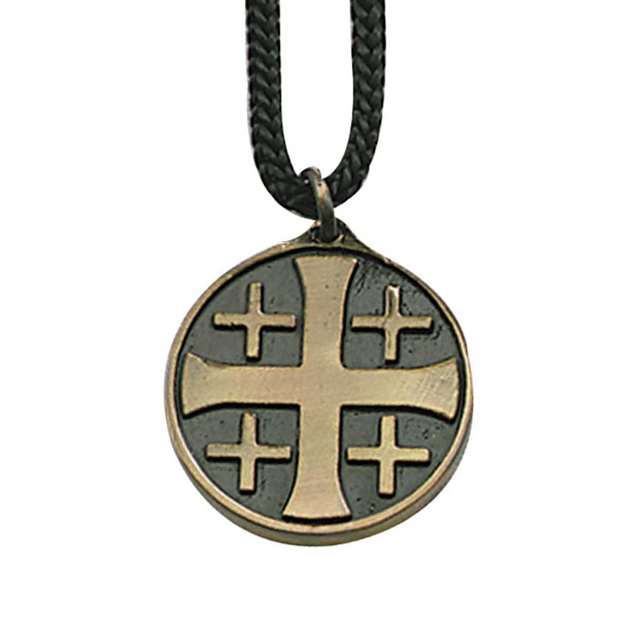 Jerusalem Olive Wood Cross Necklace with Leather Cord