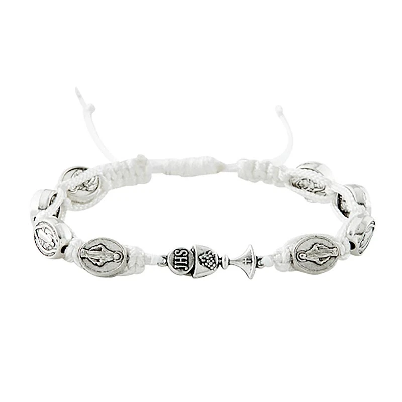 White First Communion Chalice Macrame Bracelet - 10/pk - [Consumer]Autom