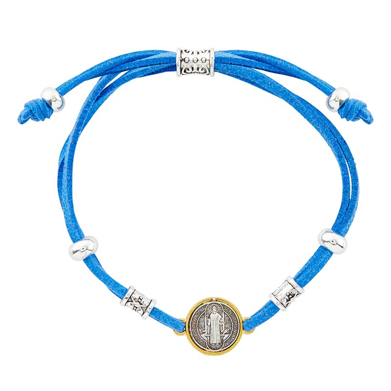 Blue Two-Tone St. Benedict Medal Cord Bracelet - 12/pk - [Consumer]Autom