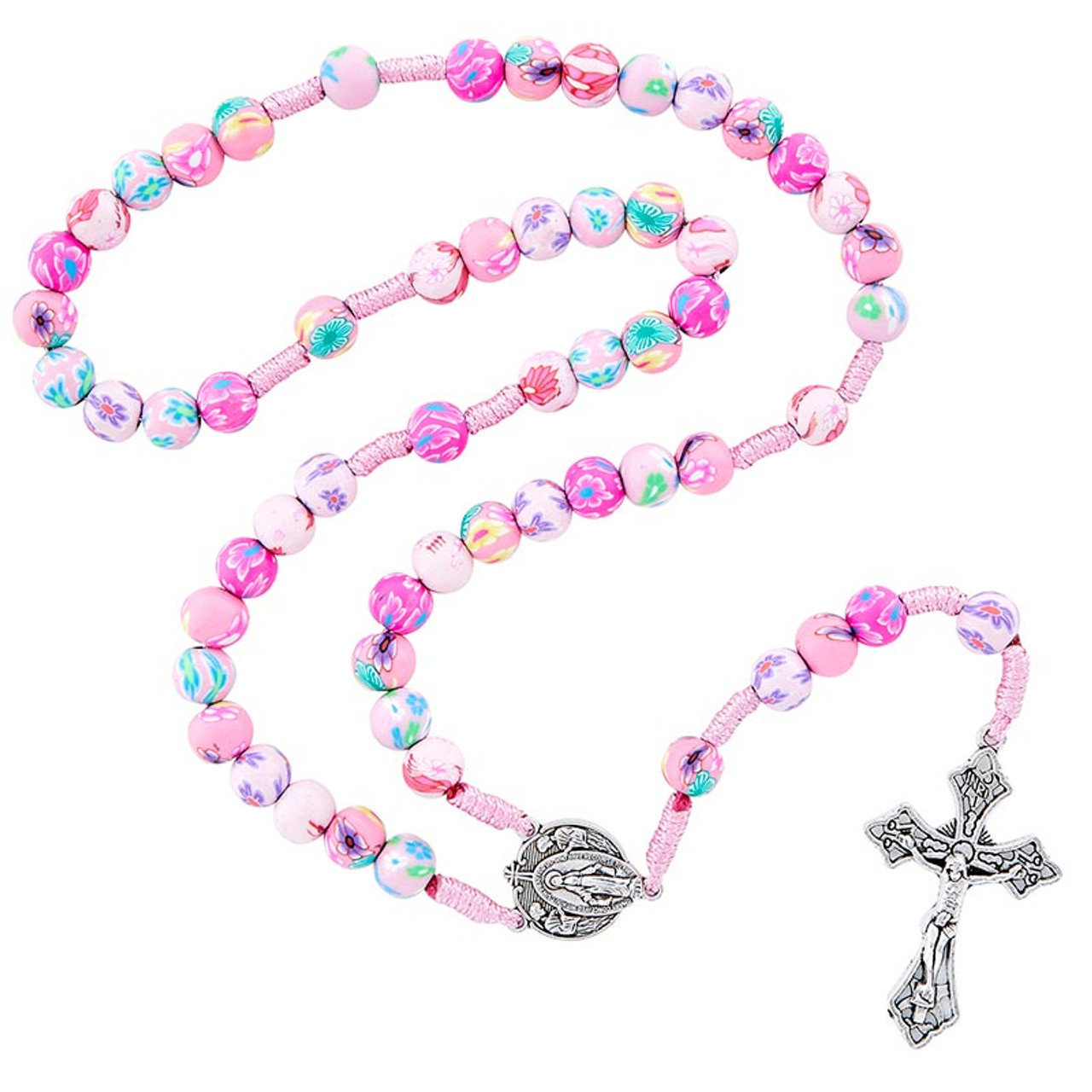 Pink Colorful Floral Cord Rosary - 2/pk - [Consumer]Autom