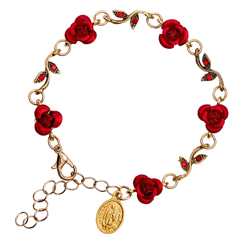 アクセサリー GOD SIZE Rose bracelet Our Lady of Guadalupe Red Roses Bracelet - 8/pk - [Consumer]Autom