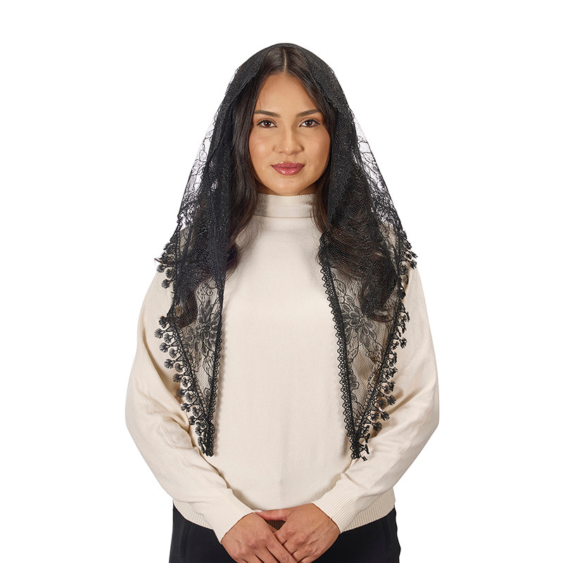 Black Little Flower Chapel Veil - 2/pk - [Consumer]Autom display picture 1