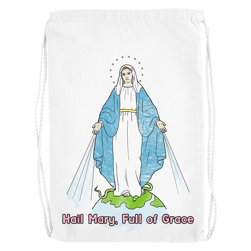 Color Your Own Hail Mary Drawstring Backpack - 10/pk - [Consumer]Autom