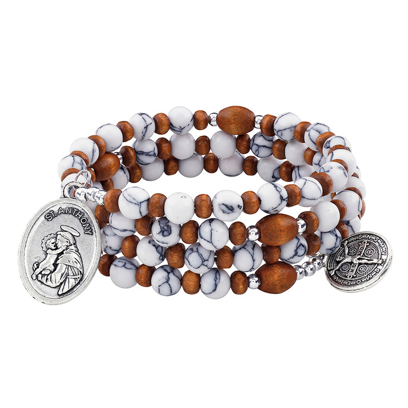 Anthony Turquoise Wrap Style Rosary Bracelet 4/pk