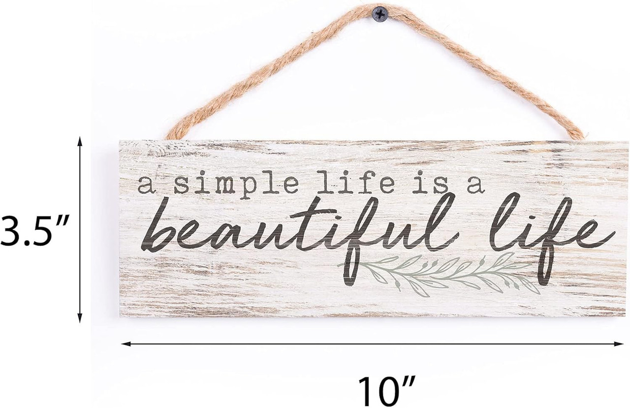 Slat Hanging Wall Sign - Simple Life Beautiful Life - [Consumer]Autom