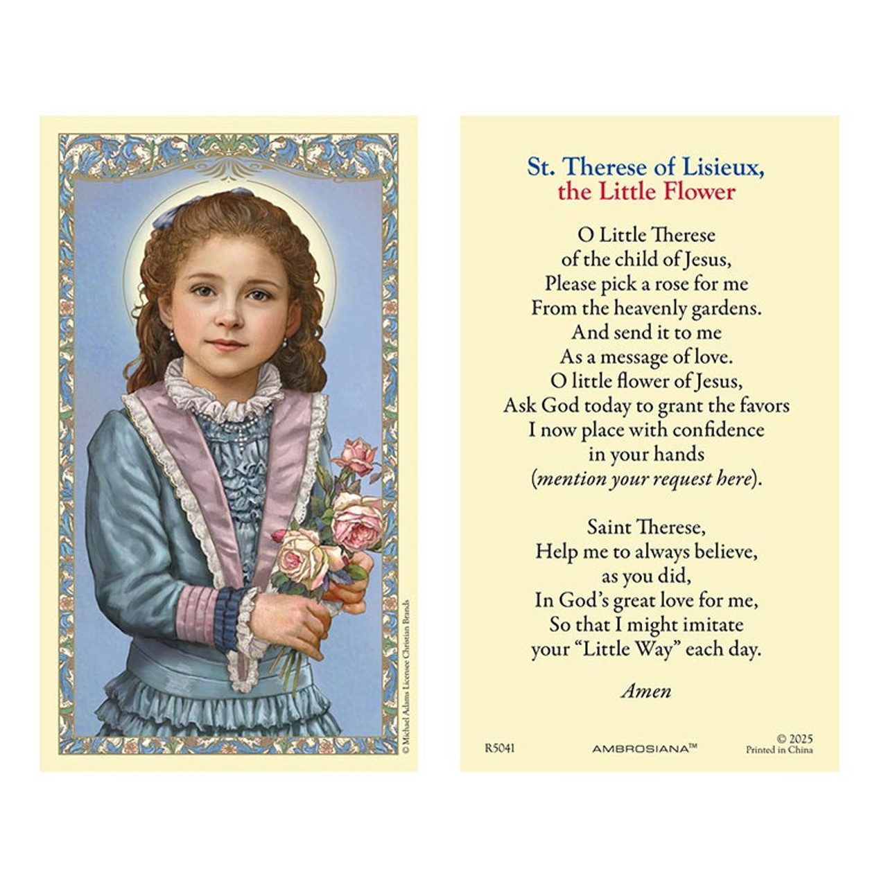 M.Thereseカート St. Therese the Little Flower Holy Card - 25/pk - [Consumer]Autom