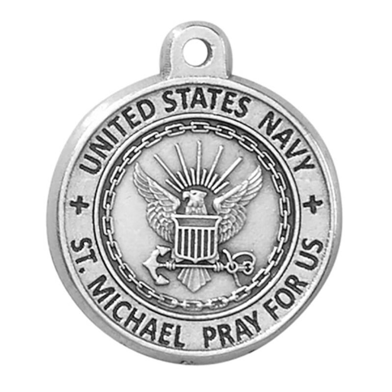 Small Navy St. Michael on 20 Stainless Chain - Pendant