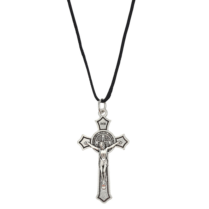 St. Benedict Antique Silver Crucifix Pendant - 12/pk - [Consumer]Autom