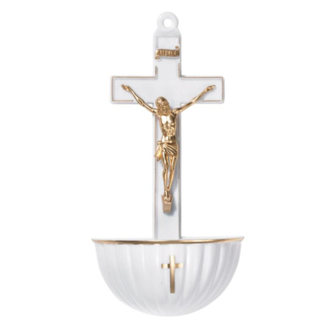 White Crucifix Holy Water Font - 12/pk - [Consumer]Autom