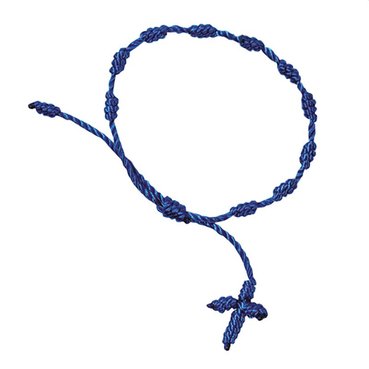 Blue Knotted Cord Rosary Bracelet - 48/pk - [Consumer]Autom