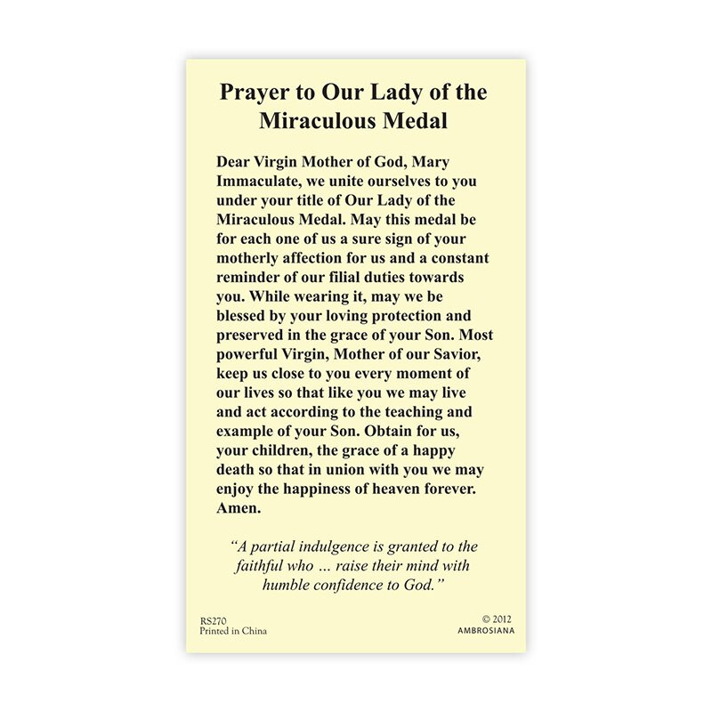 Our Lady of the Miraculous Medal Holy Card - 100/pk - [Consumer]Autom