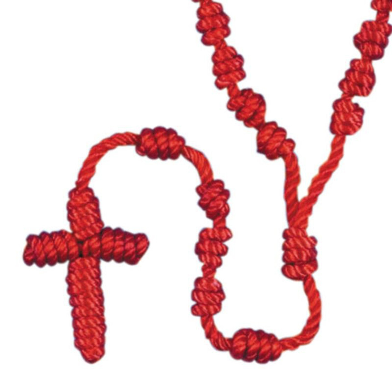 Red Knotted Cord Rosary - 12/pk