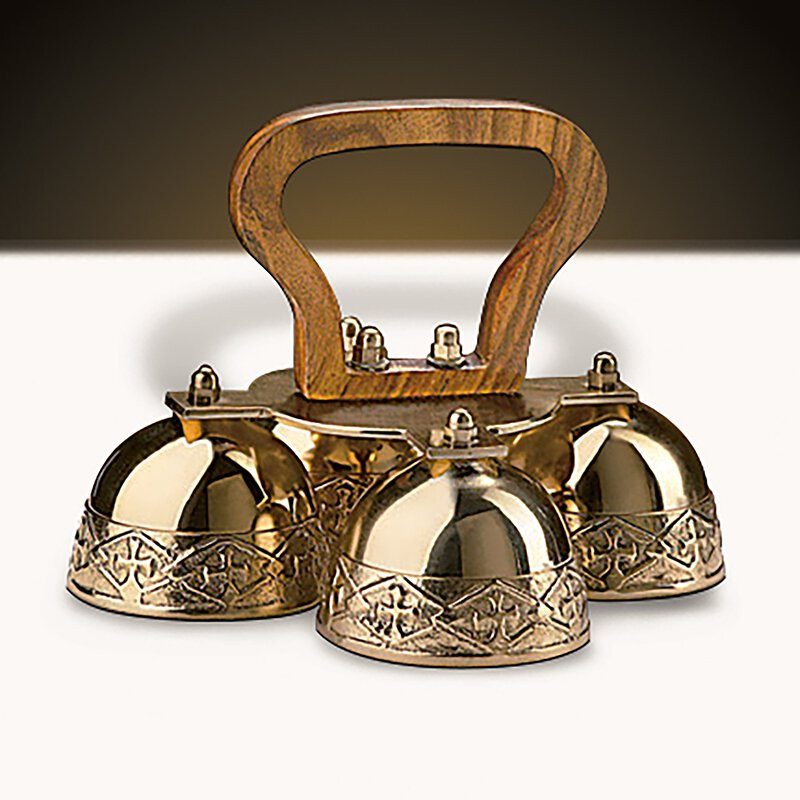 4-Bell Embossed Brass Altar Bells - [Consumer]Autom