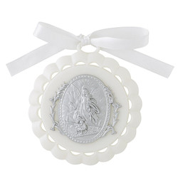 White Guardian Angel Crib Medal - 12/pk