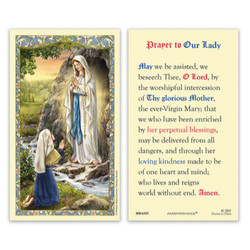 Our Lady of Lourdes Laminated Holy Card - 25/pk