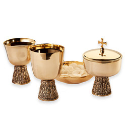 Sudbury Brass&trade; Last Supper Chalice, Ciborium and Common Cup Set (F1023)