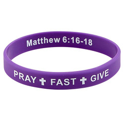 Walk with Me Pray, Fast, Give Silicone Bracelet with Card - 24/pk
