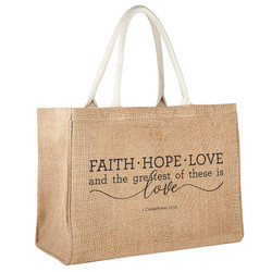 Faith, Hope & Love Jute Tote Bag - 2/pk