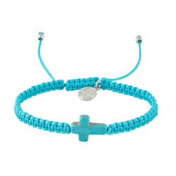 St. Benedict Macrame Turquoise Cross Bracelet - 12/pk