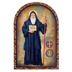 Saint Benedict Arched Desk Plaque