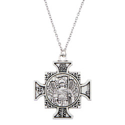 Saint Michael Iron Cross Pendant-Silver