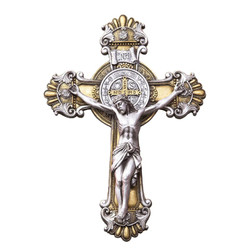 Two-Tone Saint Benedict Ornate Crucifix