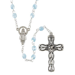 Aqua Lacquer Finish Glass Bead Rosaries