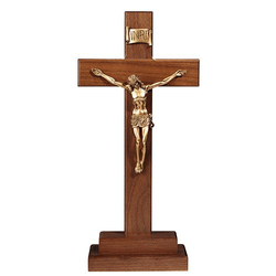 13" Standing Crucifix - Antique Gold