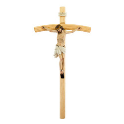 24" Val Gardena Wood Crucifix with Hand Painted Corpus