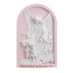 Pink Guardian Angel Plaque