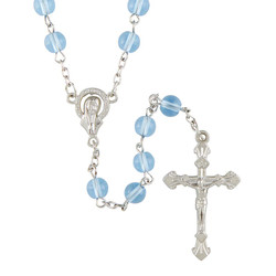 Light Blue Glass Bead Rosary