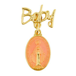 Pink Miraculous Medal Crib Broach