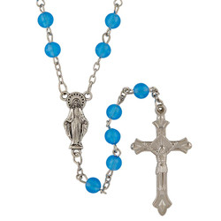Blessed Mother Blue Luminous Rosary - 12/pk