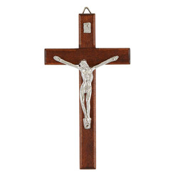 6" Brown Wood Wall Crucifix - 8/pk