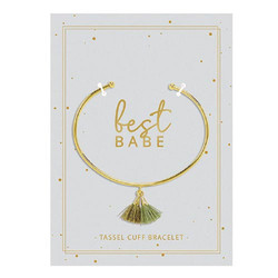 Tassel Cuff Bracelet-Best Babe - 4/cs