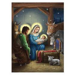 Stable Nativity with Animals Advent Calendar - 12/pk