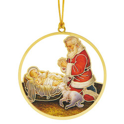 Adoring Santa Brass Ornament - 12/pk