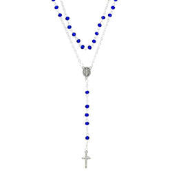 Sapphire Crystal Multi-Strand Lariat Rosary Necklace - 12/pk